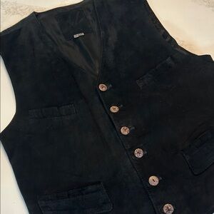 Men's Black Fully Lined Suede Vest by Mosa Size Large